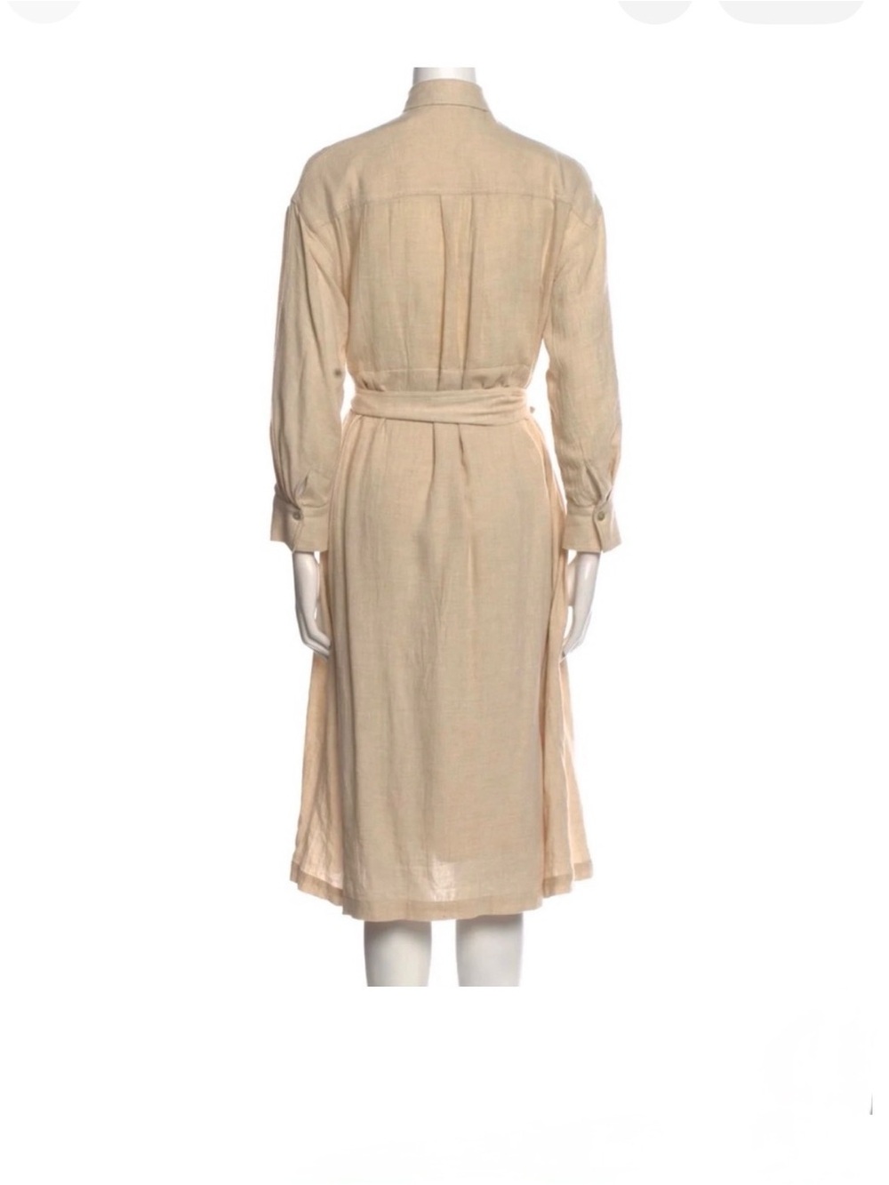 Vince Dove Oat Italian Fabric Belted Shirt Dress XS Neutral Midi Cotton Blend - Picture 9 of 12